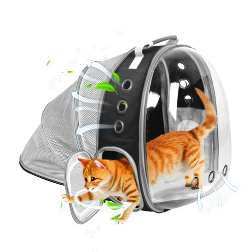 TOYSINTHEBOX Cat Backpack Carrier, Expandable Pet Bubble Backpack for Cat Small Dog Pet Travel Carrier Breathable Carrying Bag for Hiking, Travelling, Walking, Camping & Outdoor Up to 13 Lbs Black