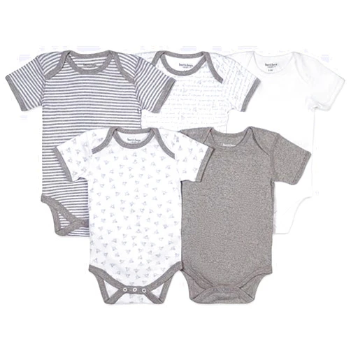 Burt's Bees Baby Unisex Baby Bodysuits, 5-pack Short & Long Sleeve One-pieces, 100% Organic Cotton Bodysuit