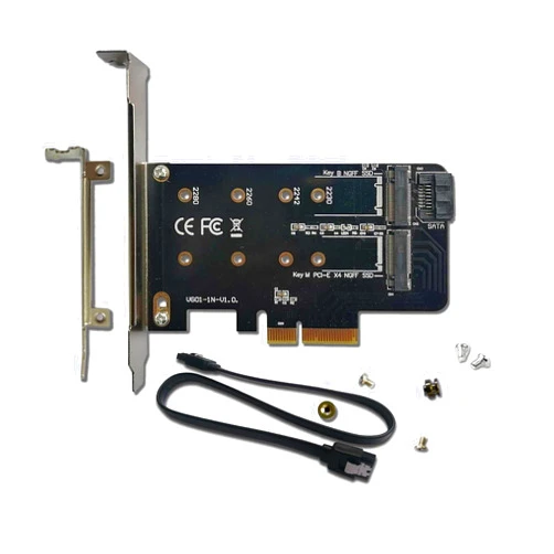 Valuegist PCIe Adapter for One M.2 NVMe Mkey and One SATA Bkey SSD, PCI-e 4.0 X4 Card Supports NGFF M2 M-Key or B-Key (M+B) SSD of Length 2280,2260,2242,2230, PCIe NVMe Adapter with SATA 3.0 Cable
