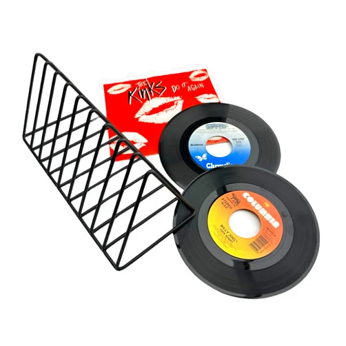 Record-Happy 45rpm Vinyl Record Storage Rack - Premium 7inch Holder Stand Metal Wire Display Holds up to 50 Album Lp's - Simple and Contemporary Shelf Concept Design for 7