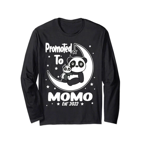 Funny Family Panda Panda Momo Gift First Time Momo EST 2022 Cute Long Sleeve T-Shirt