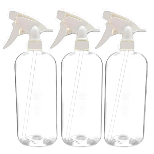 EZPRO USA Plastic Spray Bottle 24 Oz All-Purpose Heavy Duty Spraying Bottles Leak Proof Mist Empty Water Bottle for Cleaning Solution Pet Adjustable Nozzle Measurements 360 Upside Down White 3-pack