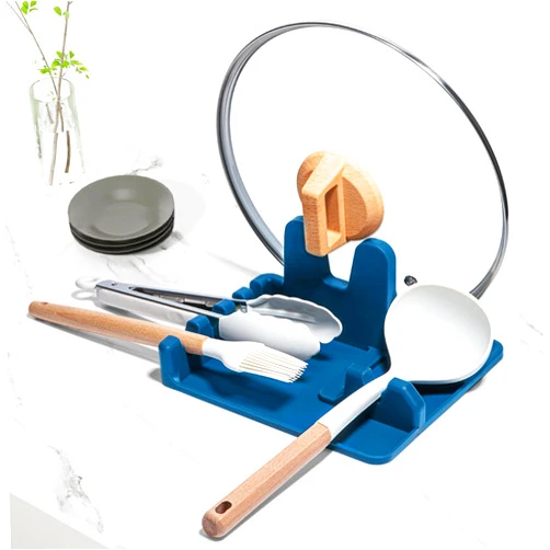 AUOON Silicone Utensil Rest and Pot lid holder with Drip Pad for Multiple Utensils,Dishwasher Safe,Heat-Resistant,BPA-Free Spoon Rest for Stove Top,Kitchen Utensil Holder for Ladle