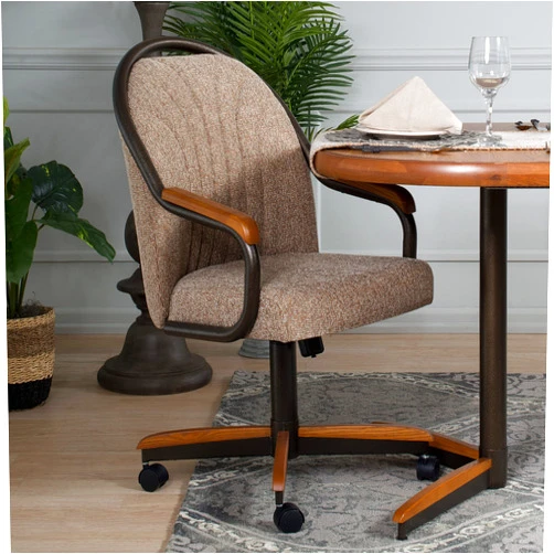 AW Furniture Casual Dining Barell Swivel and Tilt Rolling Dining Chair - 38in Hx24 Wx22 D, Metal