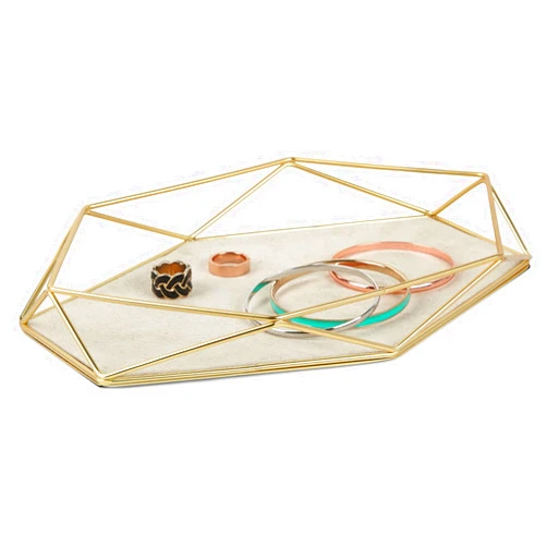 Umbra 299481-221 Prisma Tray, Geometric Plated Jewelry Storage, 11