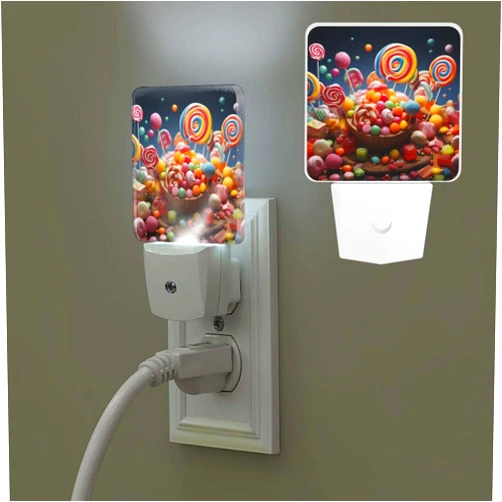 DhJyphrene Night Lights Plug into Wall LED Night Light with Smart Sensor Colour Candy Nightlight 0.5W Nightlights Plug in Lamp for Bedroom Auto-On/Off Night Lamp for Hallway
