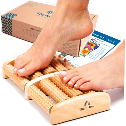 TheraFlow Large Dual Foot Massager for Plantar Fasciitis Relief 2024 Edition | Perfect Feet Massager Gifts for Women and Men | Relaxation Gift and Foot Massager for Neuropathy - Ideal Gifts for Mom