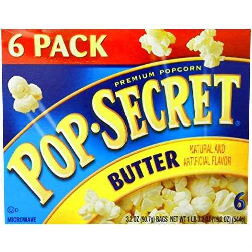 Pop Secret Pop-Secret Popcorn, Butter, 3.2oz, 6-Count Package of 2 boxes with 6 bags each box