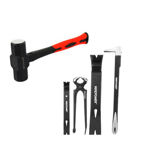 MAXPOWER 4lb Sledge Hammer and 4-Pieces Pry Bar Set