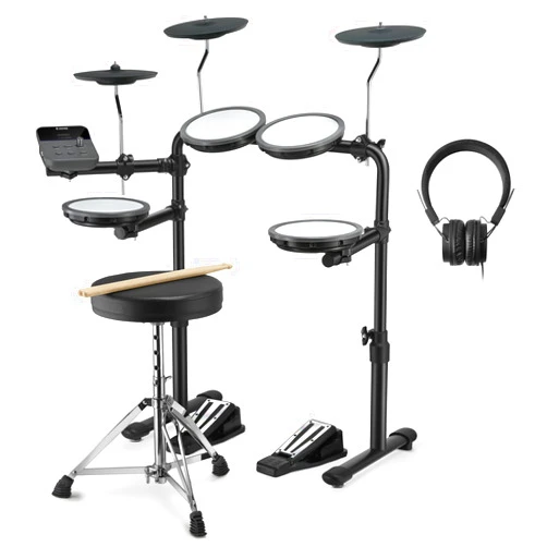 Donner DED-70 Electric Drum Set with 4 Quiet Mesh Drum Pads, 2 Switch Pedal, Portable and Solid Drum Set with Type-C Charging, 68+ Sounds, Throne, Headphones, Sticks, Melodics Lessons