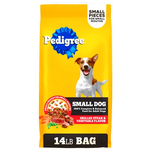Pedigree Dry Dog Food for Adult Small Dogs, Grilled Steak and Vegetable Flavor, 14 lb. Bag