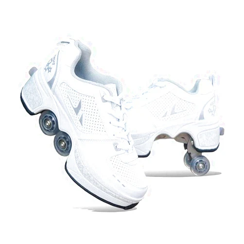 Fashiums Multifunctional Deformation Skates Pulley Shoes Roller Skating Quad Skating Outdoor Sports for Adults Child