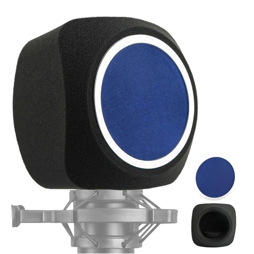 Loyanger Microphone Isolation Shield,Microphone Wind Shield with P-op Filter Vocal Isolation Booth Portable Equipment Filter Out Noise for Recording Studios, Singing, Live Stream(Blue)