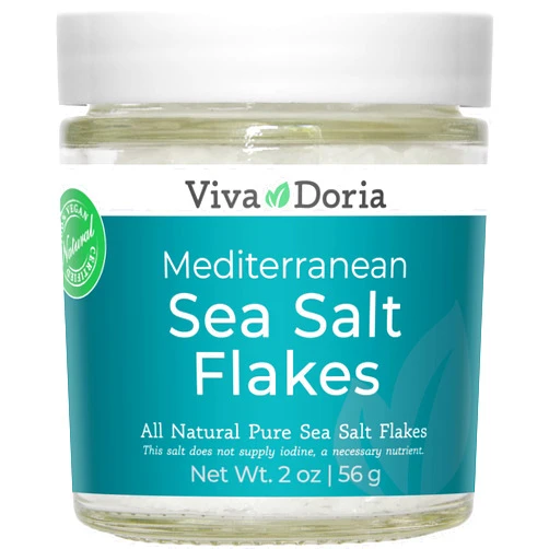 Viva Doria Mediterranean Sea Salt Flakes, 2 oz glass jar