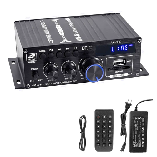 Hosyond Bluetooth 5.0 Audio Amplifier 400W+400W 2.0 CH AMP HiFi Stereo Treble Bass Audio Receiver for Passive Speakers Theater System AK-380