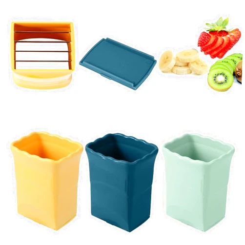 XPAPOV 3 Pcs Cup Slicer, Stainless Steel Strawberry Banana Slicer Fruit Cutters Multifunctional Soft Vegetable Slice Fresh Platter Making