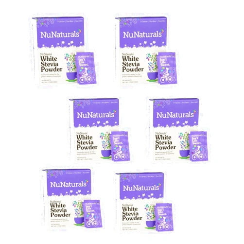 NuNaturals Nustevia White Stevia Powder, 100 Count (6-Pack)