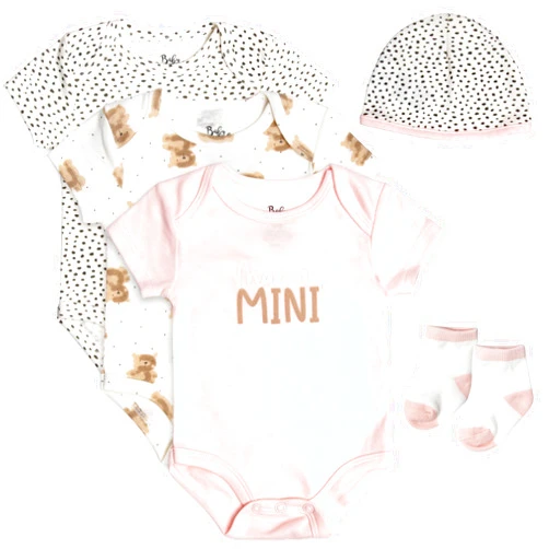 Baby Essentials Baby Girls 5 Piece Bodysuit Set