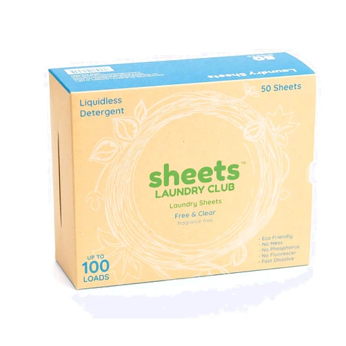 Sheets Laundry Club - As Seen On Shark Tank - Laundry Detergent - (Up to 100 Loads) 50 Sheets - Unscented - No Plastic Jug - New Liquid-Less Technology - Lightweight - Easy To Use -