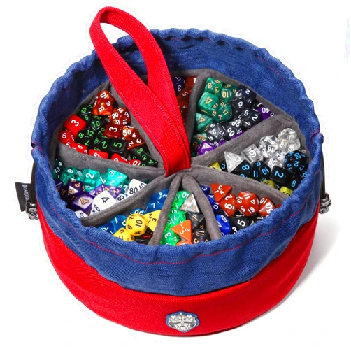 CardKingPro Monstrous - Dice Bag with 8 Pockets - Red/Blue - Huge Capacity 500+ Dice - Great for Dice Hoarders