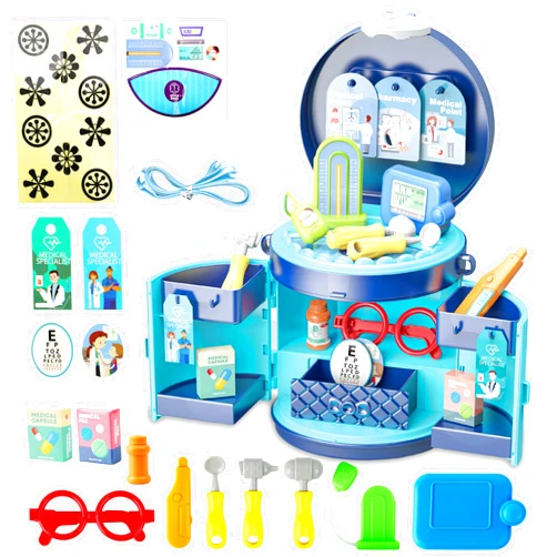 Toy Choi's Doctor Play Set - 3 in 1 Kids Doctor Kit Bag with Adjustable Strap,Glass,Pretend Play Toys for Kids 3 4 5 6 - Toddler Doctor Play Set Age 3-6 Birthday Gift,Doctor Kit for Kids