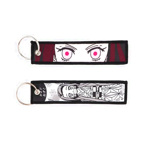 Mamarmot 2 Pack Anime Key Fobs Embroidered Key Jet Tag Backpack Tag Tail Motorcycle Car Key Ring Holder Keychains Keyring