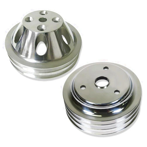 BestParts Chrome Aluminum Upper Water Pump (2 Groove) & Crankshaft (3 Groove) Pulley Kit Compatible with SBC Chevy SBC 265 283 305 327 350 383 400 For Long Water Pump LWP Crank