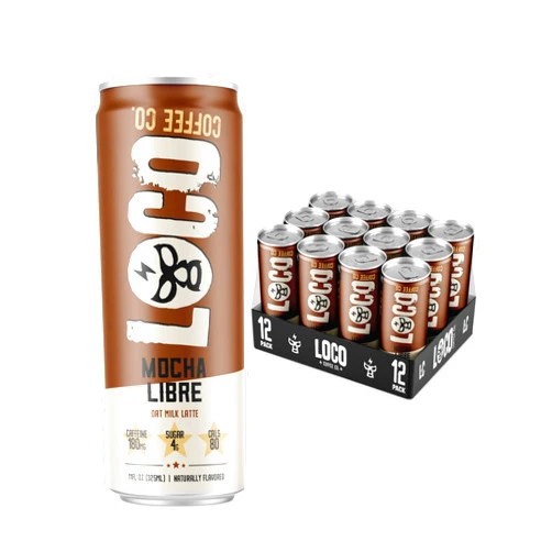 Loco Life Brew Loco Coffee Mocha Oat Milk Latte Cold Brew Coffee [Mocha] 11 Ounce Can, 12 Count | Medium Roast, 180mg Caffeine | Gluten Free and Dairy Free | Low Sugar, Low Calorie Iced Coffee