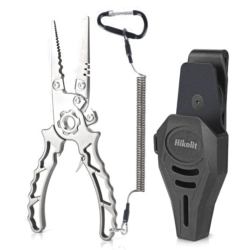 Hikolit Titanium Fishing Pliers Saltwater, Corrosion Resistant Fishing Pliers Hook Remover with Double Tungsten Cutters, Fishing Gear as Split Rings Pliers, Fishing Gifts for Men