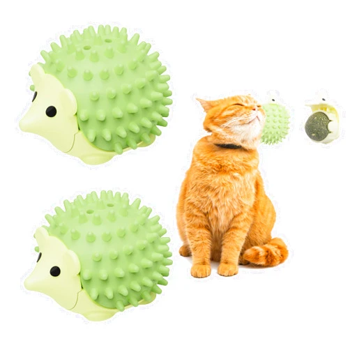 AUKSKY 2PCS Catnip Toys for Indoor Cats, Cat Self Groomer with Catnip Ball & Gall Fruit, Cat Toy Ball Stick on Wall, Kitty Teeth Cleaning Dental Chew Toys, Catnip Wall Balls for Cats Lick
