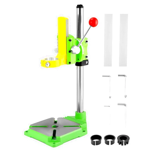 QWORK Drill Press Stand, Heavy Duty Floor Drilling Press/Rotary Tool Workstation,Table Top Drill Press 90° Rotating Fixed Frame for Drilling Collet, Drill Press Table, Drill Workbench Repair