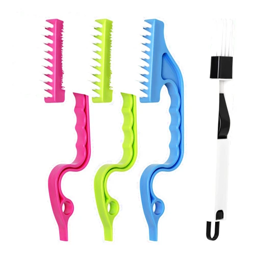 LEOBRO Hand-held Groove Gap Cleaning Tools Door Window Track Cleaning Brushes Air Conditioning Shutter Cleaning Brushes Pack of 4