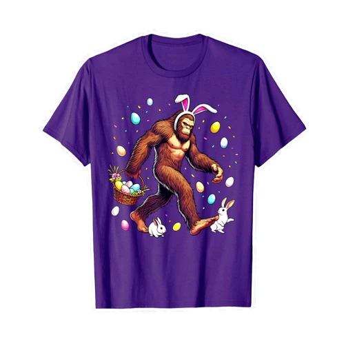 Easter Sasquatch Clothing & Co. Bigfoot Easter Day Funny Sasquatch Cute Bunny Easter Eggs T-Shirt