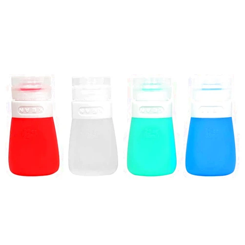 HongMall Squeeze Bottle Salad Dressing Container, Dressing to Go for Lunch and Travel, Portable Sauce Leakproof Mini Storage Bottles (Food-Grade Silicone, BPA Free), 1.86 oz (Set of 4)