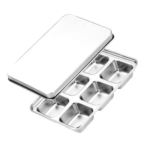 Gatuida Ice Cube Mold Ice Ice Cube Tray Tumbler Large Ice Cube Holder Home Nugget Ice Tray Ice Cube Tray with Bin Cubes Stackable Ice Mold Mod Small Silver Stainless Steel