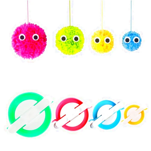RRigo Pom Pom Maker, 4 Sizes Pompom Maker Tool Set for Fluff Ball Weave DIY Wool Yarn Knitting Craft Project for Kids and Adult - RRigo