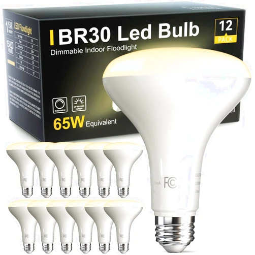 TJOY 12 Pack BR30 Led Bulb 65W Equivalent, Dimmable LED Flood Light Indoor, E26 Base, 2700K Warm White, 9W, 800 LM, Recessed Lighting Bulbs for Ceiling, Recessed Can, Living Room and Kitchen