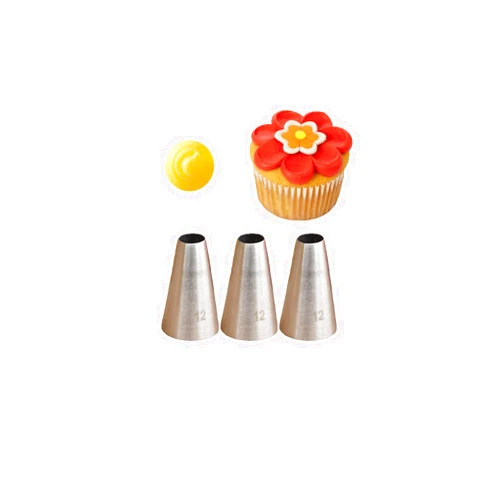 MuYwa Macaron Piping Tip #12,3 Pcs Plain Decorating Tip for Macarons Filling,Swril,Ball,Dots,Figure Piping