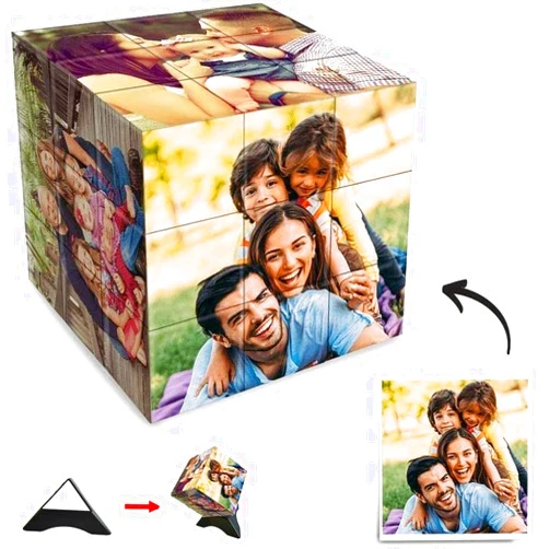 XHMQBER Personalized Custom Magic Cube,Customized Photo Cube,Multi Picture Photo Block Personalized Photo Puzzle for Pictures Cube for Love Friends Family Home Decoration (4x4x4)