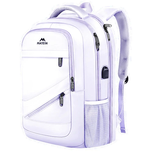 MATEIN Large Travel Backpack for Womens, Lightweight Carry on Backpack Flight Approved Fit 17 in Laptop, Sturdy Personal Item Bag for Travel Essentials, College Bookbag for Women, Purple
