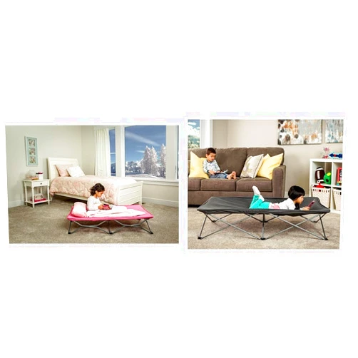 Regalo My Cot Portable Toddler Bed, includes Fitted Sheet, Pink & My Cot Extra Long Portable Bed, includes Fitted Sheet, Gray 54x28x12 Inch (Pack of 1)
