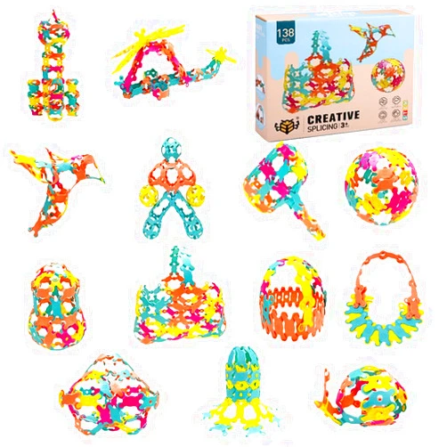 Generic 138 Pieces Building Blocks Kids STEM Toys Versatile Fun Combination Toys for Early Education Enlightenment Thinking DIY Creative Toys for Preschool Boys and Girls Aged 3+