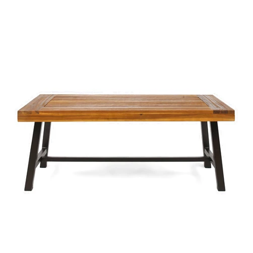 Christopher Knight Home Carlisle Outdoor Acacia Wood Coffee Table, Sandblast/Rustic Metal