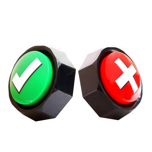 AJOY ANLIKY Answer Buzzers, Sound Buttons, Set of 2 Assorted Colored Buzzers, Easy Buttons Judge Right or Wrong, Talking Buttons, Used for Game Interaction,Contains 2AAA Batteries.