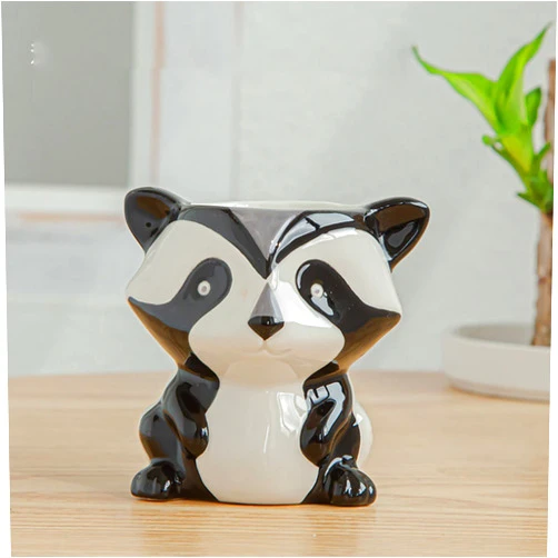 HEALT Succulents Cactus Flower Planter Ceramic Flower Pots- Cute Animal Shaped Cartoon Garden Flower Vase for Desktop Home Decoration for Indoor Plants (02_Panda)