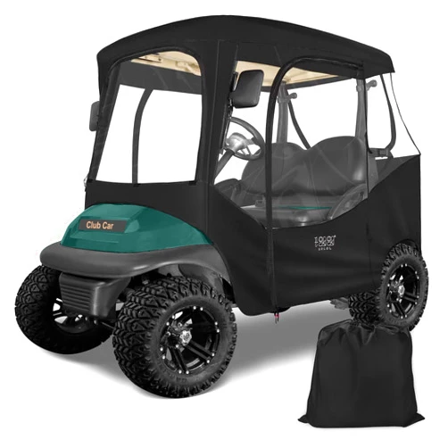 10L0L Golf Cart Enclosures 2 Passenger Club Car with Roll-Up Windshield for Club Car DS & Precedent All Weather Windproof Waterproof Rain Cover, 4-Sided Clear Window & Roll-up Zipper Door