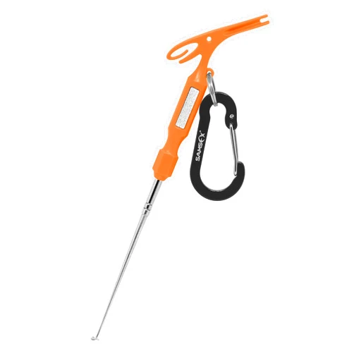 SAMSFX Fishing Hook Removal Tool Hook Quick Removal Device Security Extractor Fish Hook Disconnect Tool, Built-in Loop Tyer, Quick Knot Tying Tool and Hook Sharpener