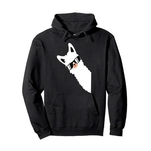 Funny Alpaca Apparel Lama Llama Alpaca with Sunglasses Lama Lover - Cool Lama Pullover Hoodie