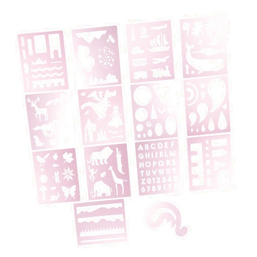 COHEALI 14pcs Pp Hollow Painting Template Painting Stencils Tape Pen Bulk Dice Stencils for Painting Yesweety Art Eraser Kids Safe Fabric Painting Stencil Purple Child Hollow Out