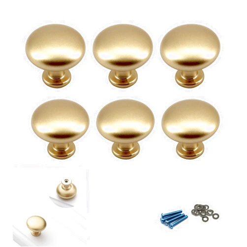 Zerniple Gold Handle Pull Solid Aluminum Alloy Drawer Wardrobe Handle Pull Kitchen Cabinet Handle Cupboard Knobs (6 Pieces)